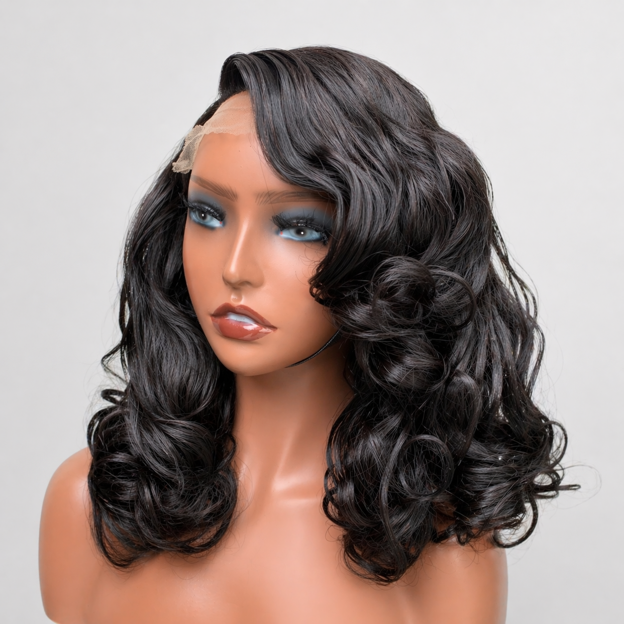 6×6 Closure Wig – Black Bouncy Curl 18 Inch 300g by T&T VIETNAMHAIR