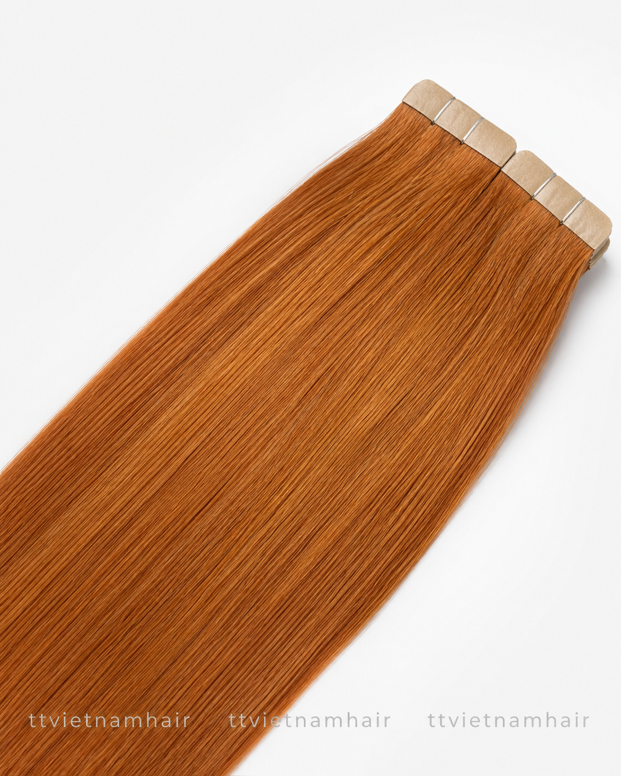 Bone Straight Tape-In Extensions - Copper Orange