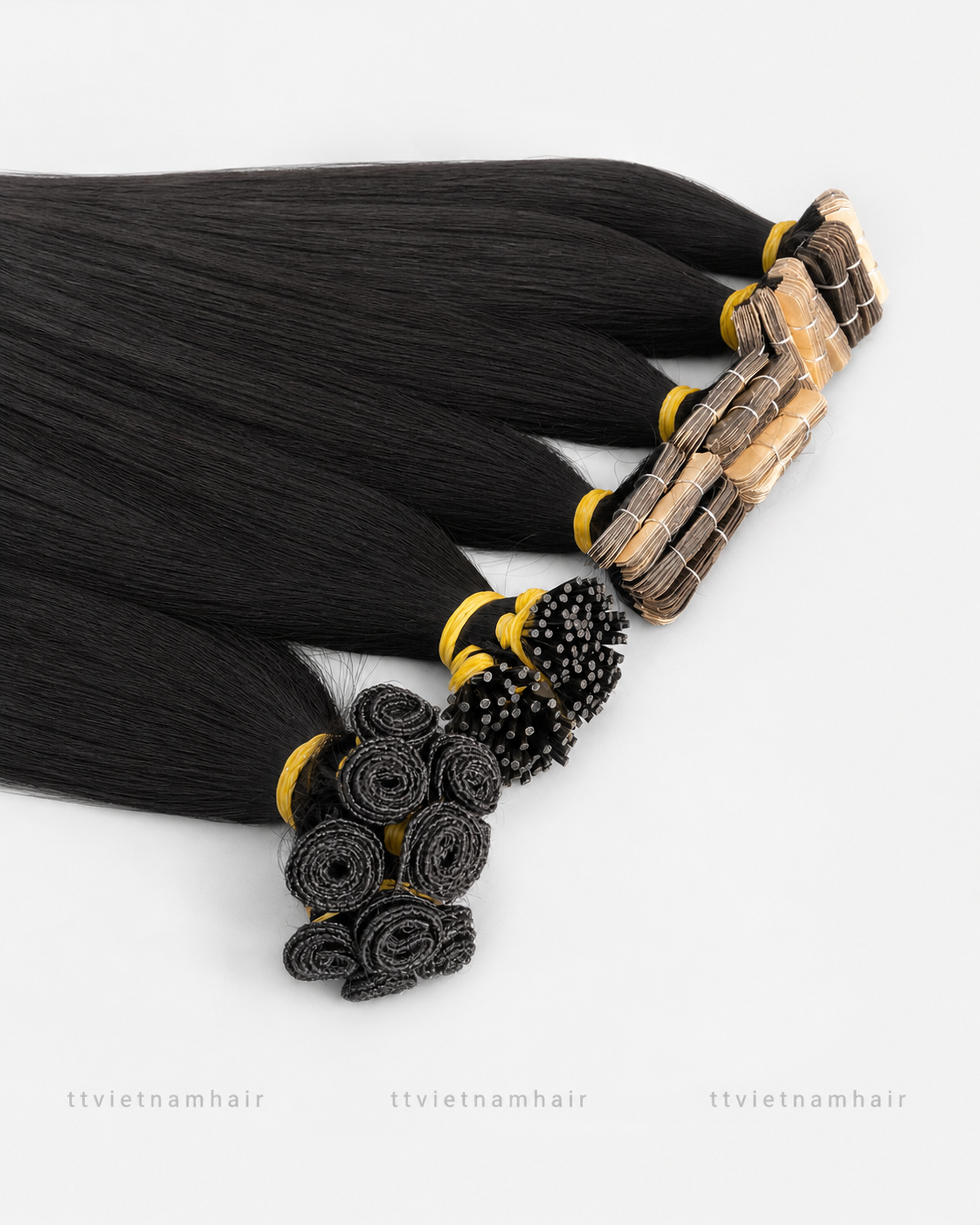 Black Bone Straight Tape-In Hair Extensions
