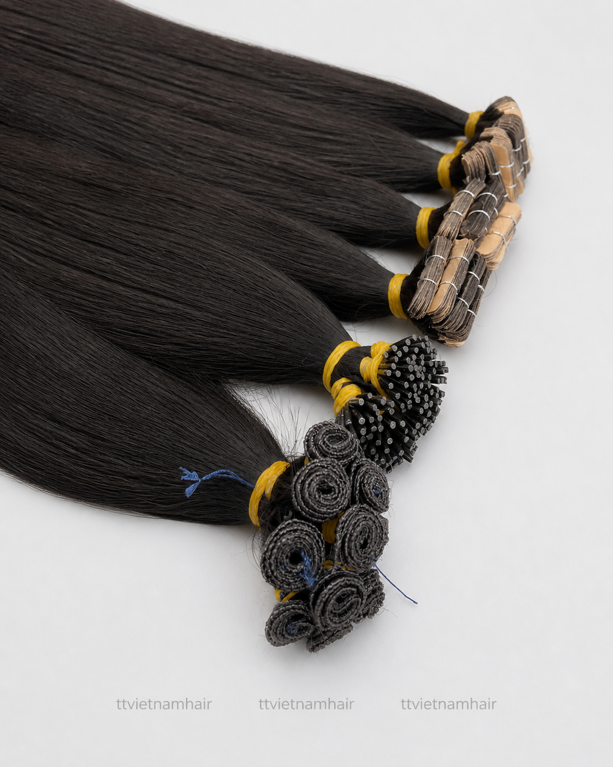 Black Bone Straight Tape-In Hair Extensions