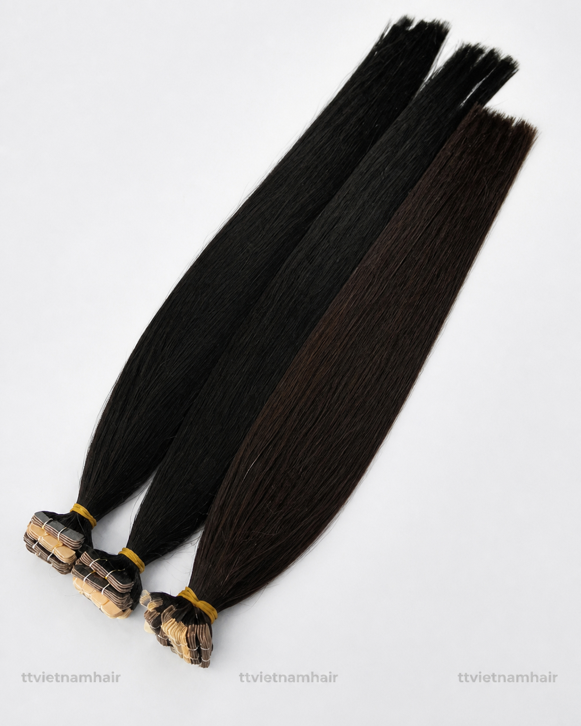 Black Bone Straight Tape-In Hair Extensions