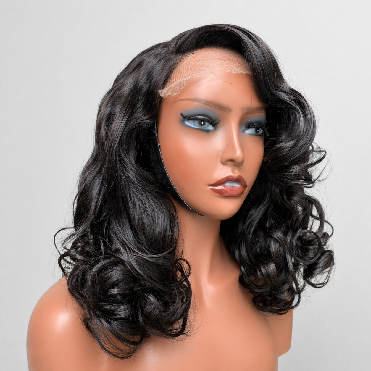 6×6 Closure Wig – Black Bouncy Curl 18 Inch 300g