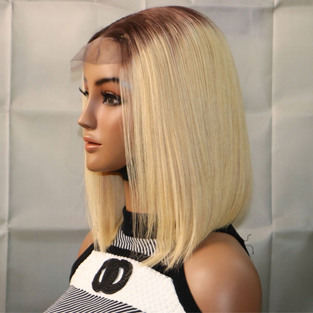 2×6 Closure Wig – Ombre Blonde Straight 10 Inch 200g