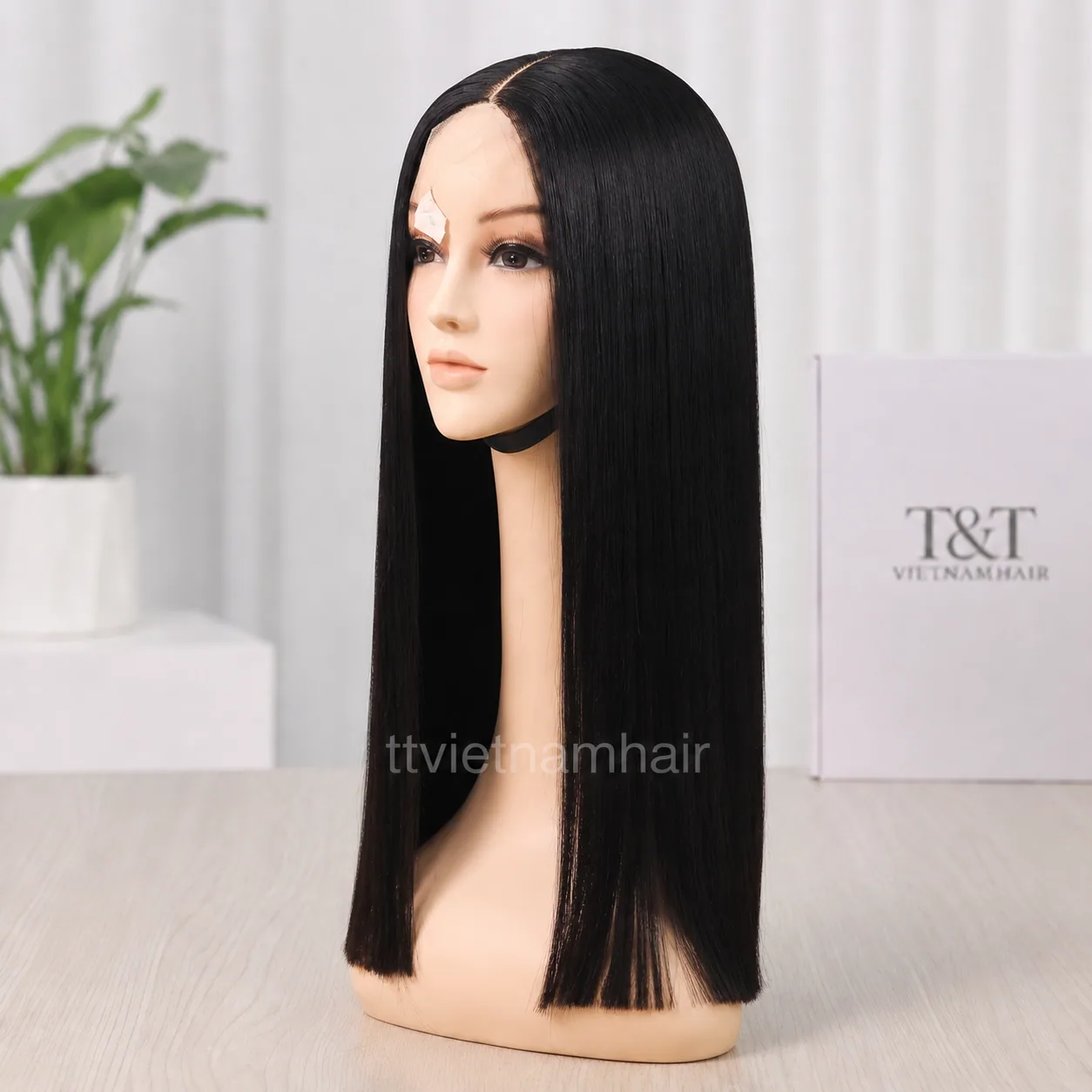 Natural Black 2×6 Bone Straight Closure Wig by T&T VIETNAMHAIR