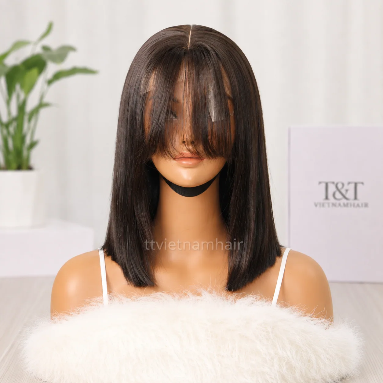 Natural Black 5×5 Bone Straight Closure Wig by T&T VIETNAMHAIR