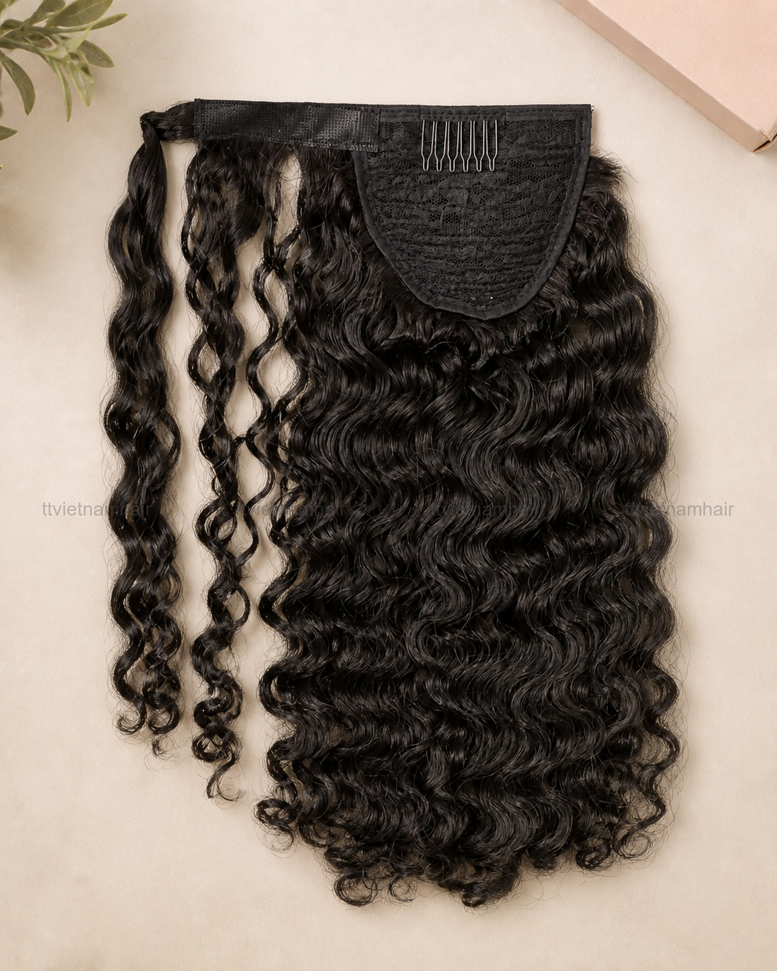 Natural Black Water Wave Wrap Ponytail – 10–32 Inch