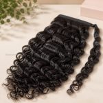 Natural Black Water Wave Wrap Ponytail right angle