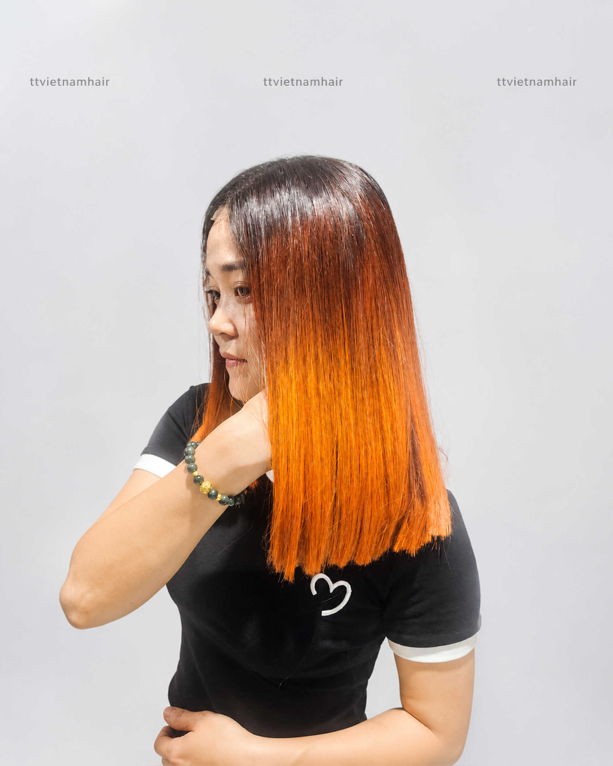 2×6 Ombre Copper Orange Closure Wig – Bone Straight