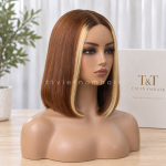 2x6 Brown & Blonde Money Piece Closure Wig – Bone Straight SDD