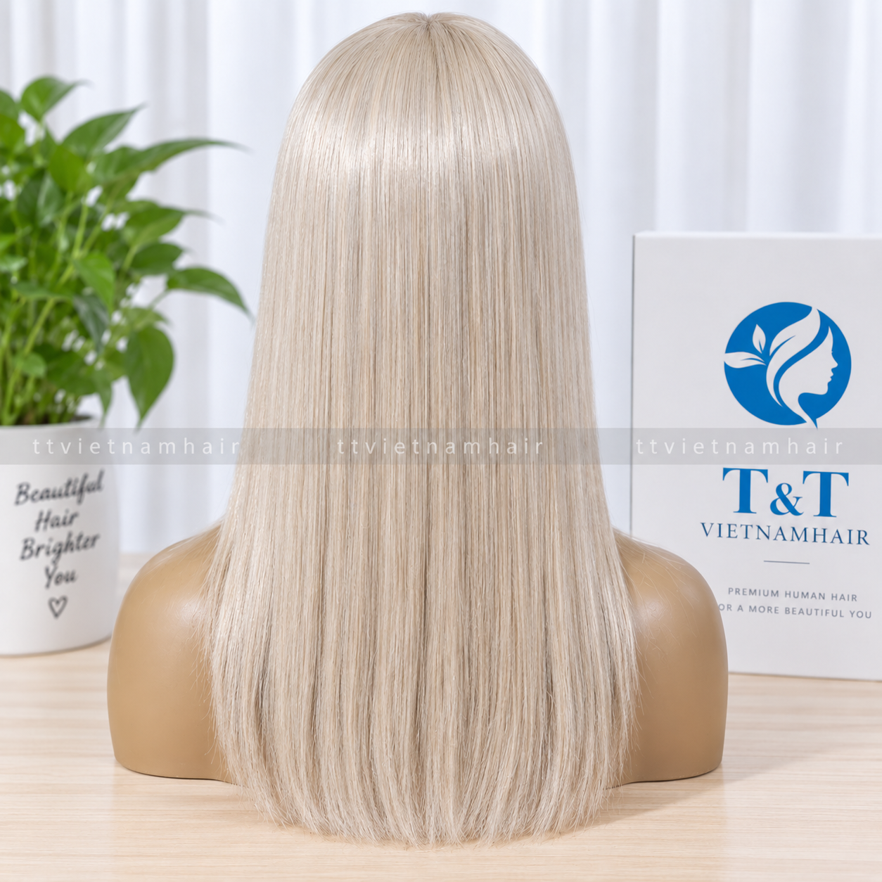 Platinum Blonde Lace Wig – Bone Straight Raw Single Donor SDD