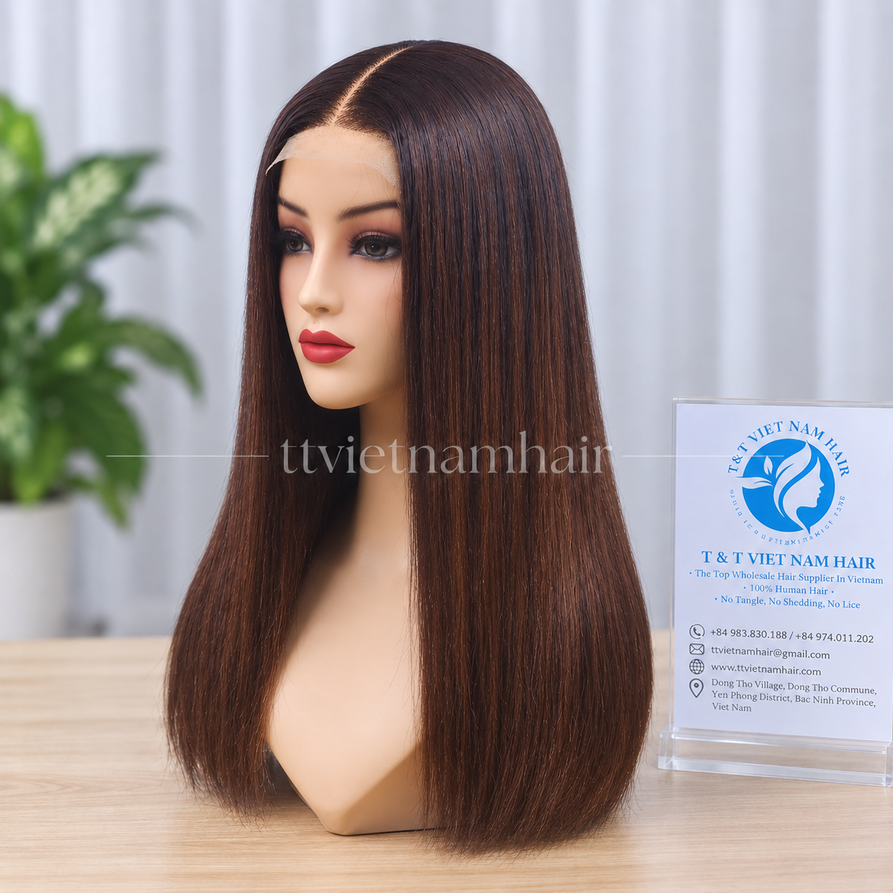 Ombre Dark Brown Bone Straight Lace Wig – Virgin Hair SDD