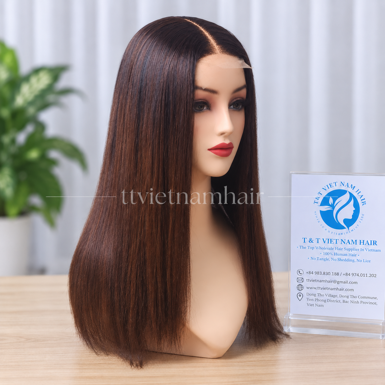 Ombre Dark Brown Bone Straight Lace Wig – Virgin Hair SDD