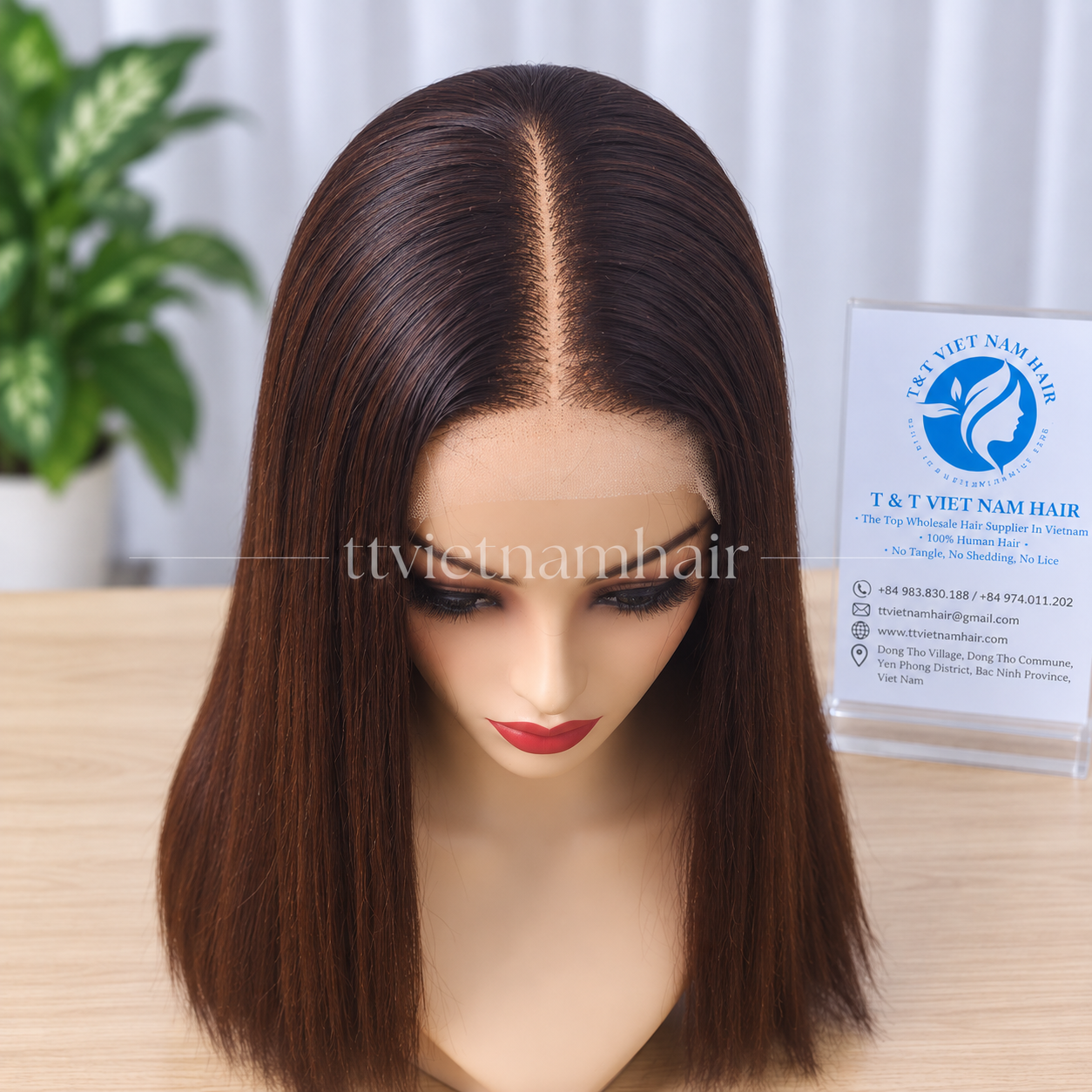 Ombre Dark Brown Bone Straight Lace Wig – Virgin Hair SDD