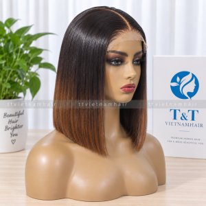 5x5 Ombre Brown Bone Straight Closure Wig – Virgin Hair SDD