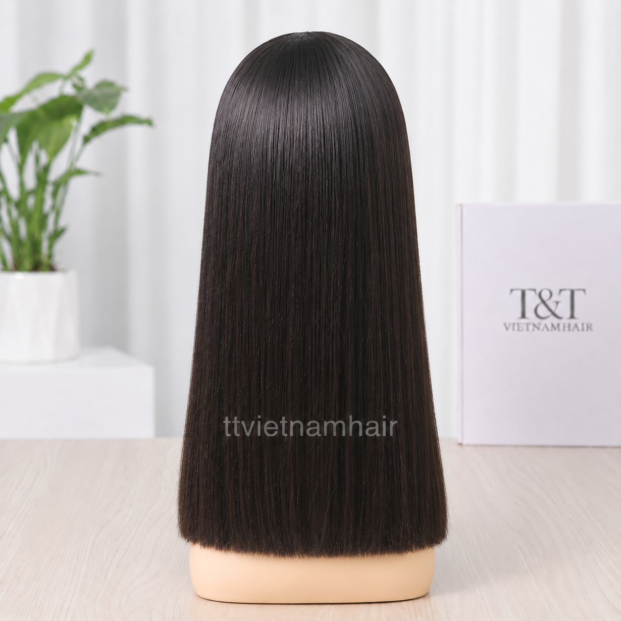 5×5 Natural Black Closure Wig with Wispy Bangs | Virgin Hair SDD