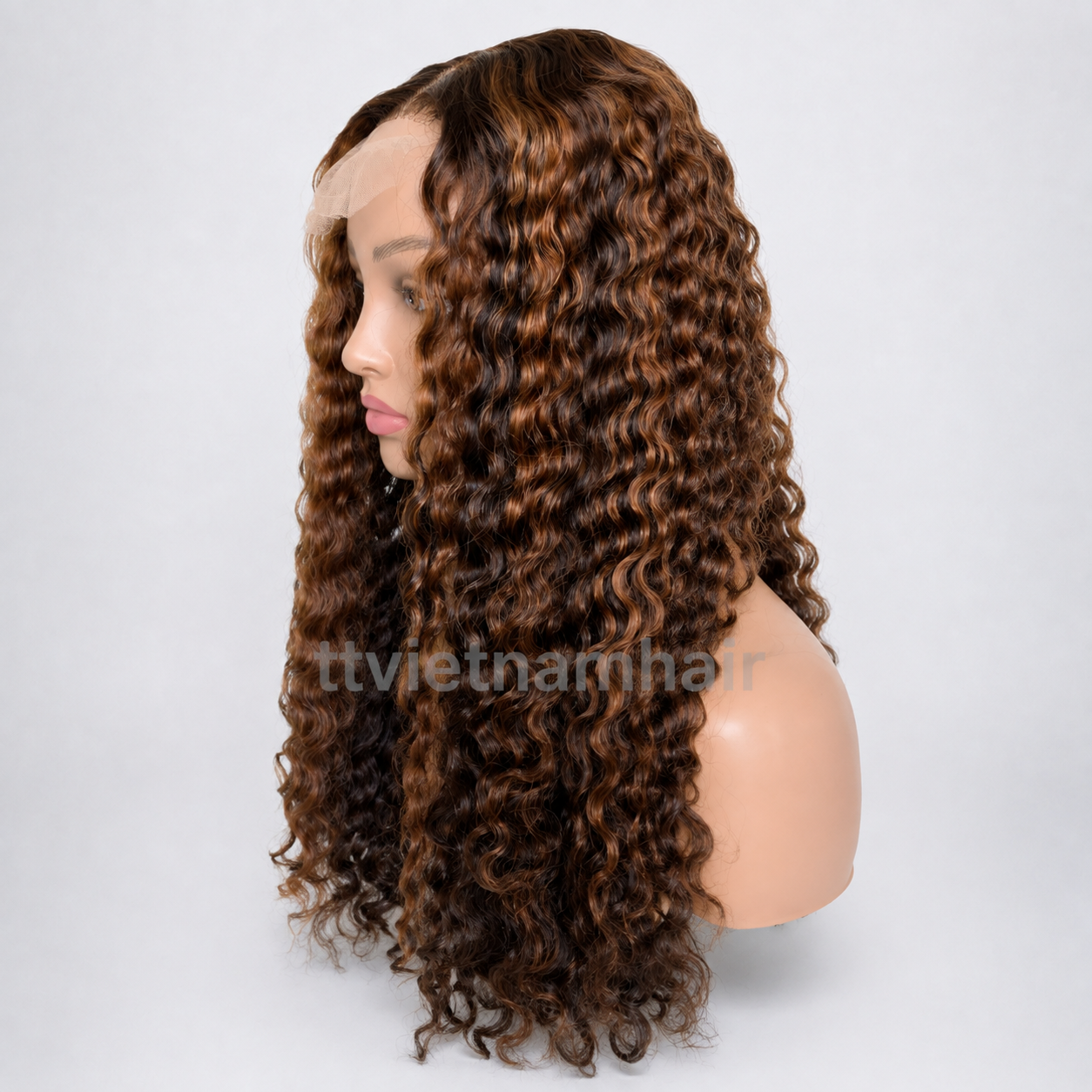 5×5 Piano Brown Eurasian Curly Closure Wig