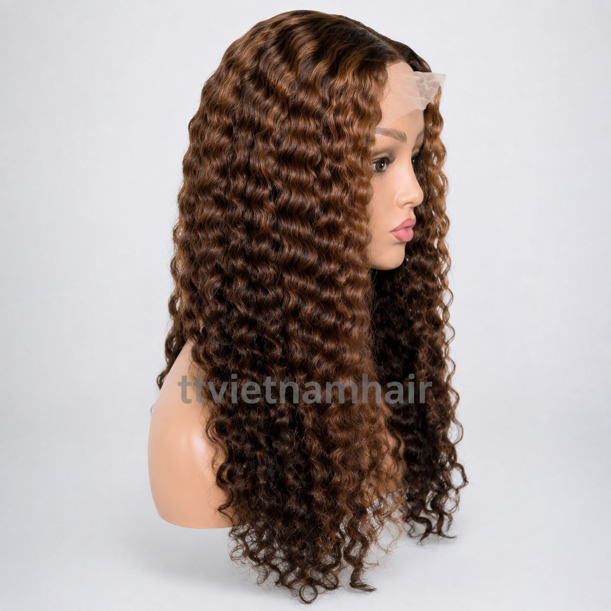 5×5 Piano Brown Eurasian Curly Closure Wig