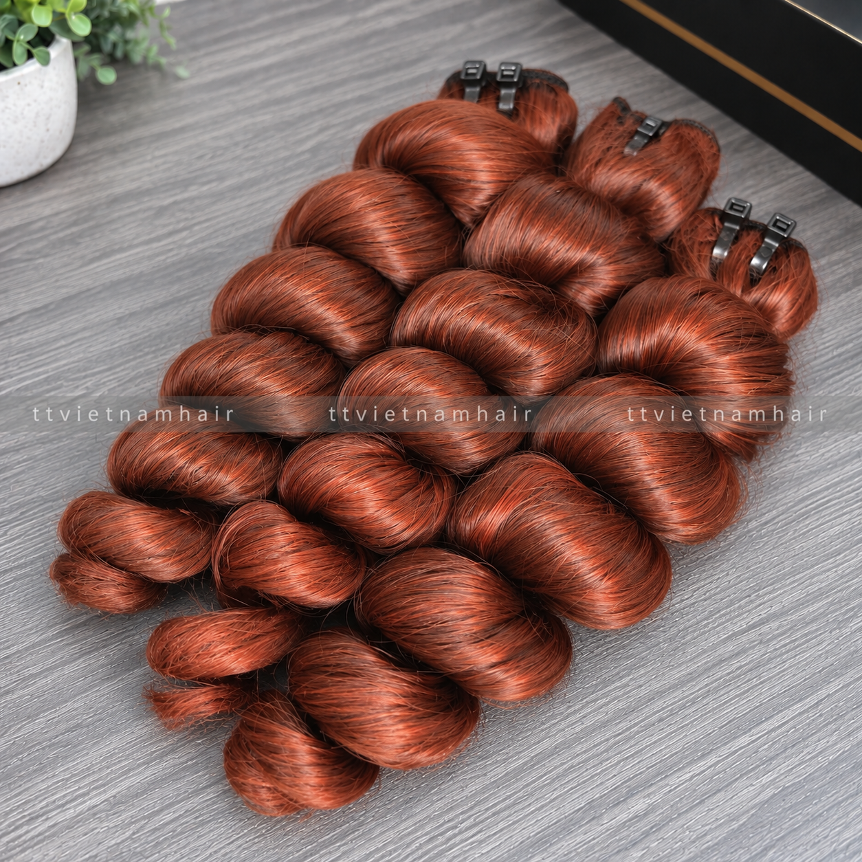 Copper Auburn Bouncy Curl Hair Bundles – 100g Virgin Hair SDD