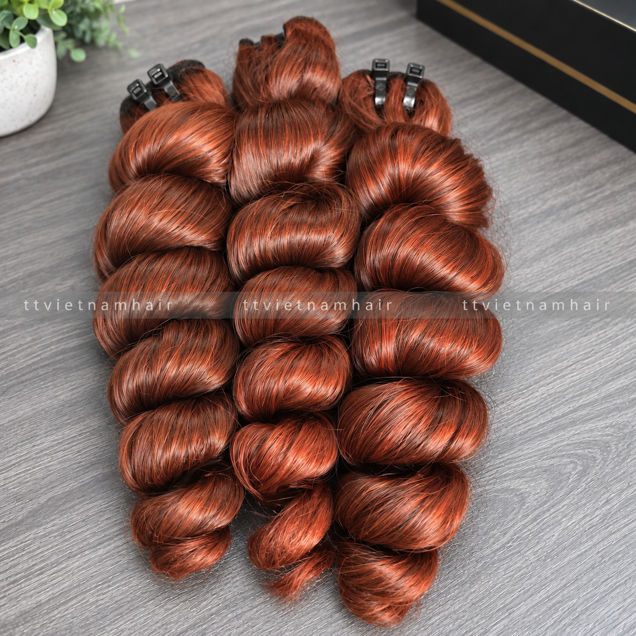 Copper Auburn Bouncy Curl Hair Bundles – 100g Virgin Hair SDD — real T&T VIETNAMHAIR product